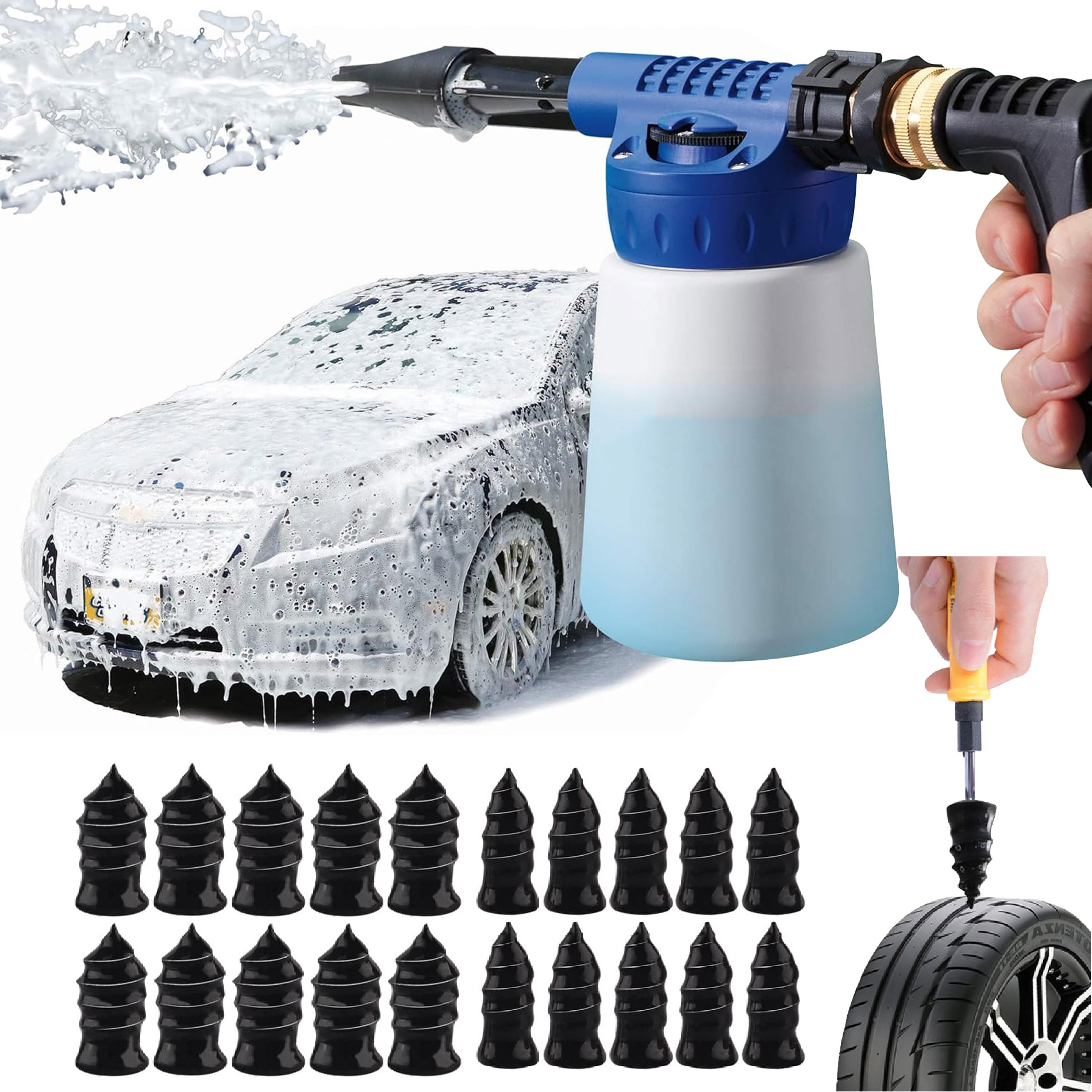 Pistola de Espuma + Set Tornillos Llanta